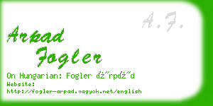 arpad fogler business card